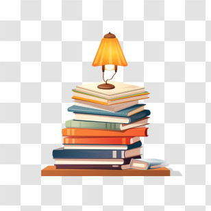 International Literacy Day - Stacked Books With Cozy Lamp Arrangement Transparent PNG