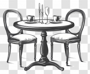 Dining Table - Classic Dining Table Sketch Transparent PNG