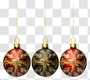 Christmas Ornament - Golden Decorative Christmas Baubles Transparent PNG