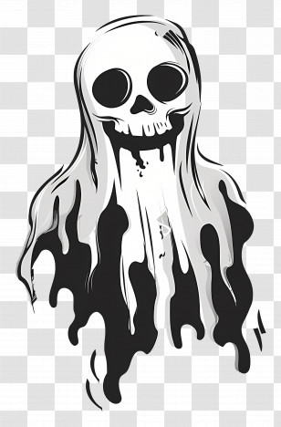 Halloween Ghost - Spooky Ghost With Skull Face Transparent PNG