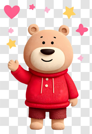 Cute Cartoon Bear - Cute Bear In Red Sweater Transparent PNG