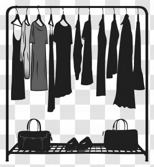Rack With Clothes And Bags - Fashionable Rack With Clothes And Accessories Transparent PNG