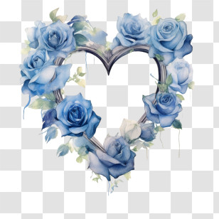 Watercolor Blue Roses
 - Blue Rose Heart Wreath Transparent PNG
