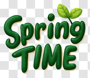 Spring Logo Word - Spring Time Green Lettering Transparent PNG