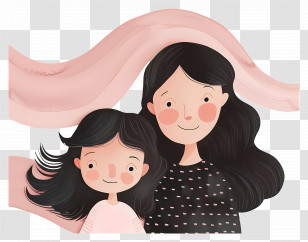 Mom And Daughter - Mother And Child Cartoon Illustration Transparent PNG