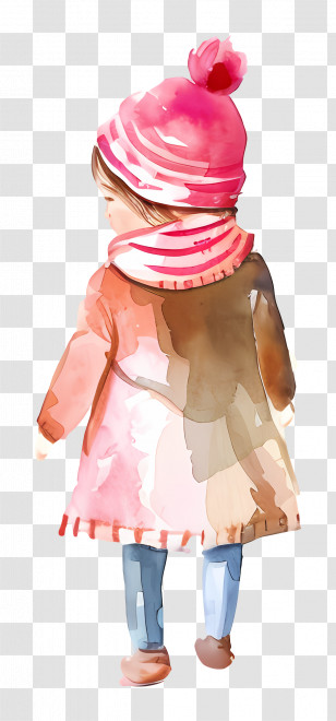 Watercolor Child - Watercolor Child In Winter Clothes Transparent PNG