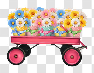 Icon - Cart With Colorful Flowers Transparent PNG