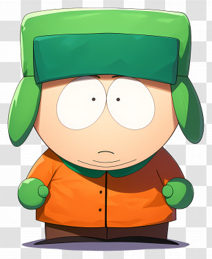 South Park - Cartoon Character With Green Hat And Orange Coat Transparent PNG