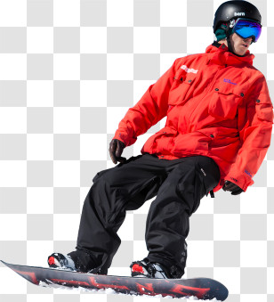 Sports - Snowboarder In Full Gear Gliding Down Transparent PNG