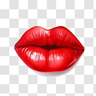 Red Lips - Glossy Red Lips With Stylish Pop Art Appeal Transparent PNG