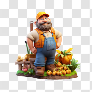 Farmers Day - Happy Farmer With Harvested Vegetables Transparent PNG