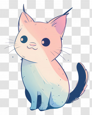 Cat - Cute Cartoon Cat In Soft Pastel Transparent PNG