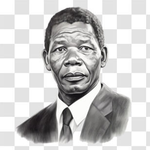 Nelson Mandela - Black And White Portrait Of A Man In Suit Transparent PNG