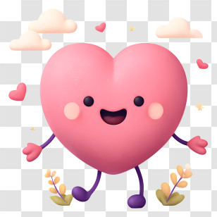 Kawaii Heart - Cute Pink Heart Character Transparent PNG