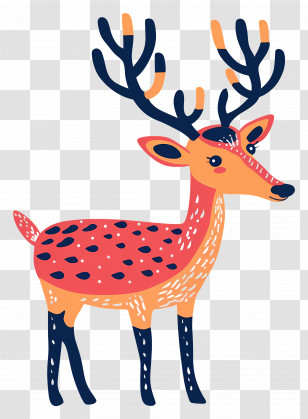 Reindeer - Charming Cartoon Deer Illustration With Antlers Transparent PNG