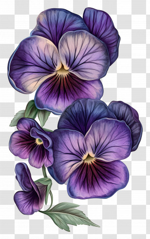 Viola Border - Beautiful Purple Pansy Flowers Transparent PNG