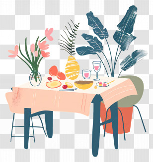 Table With Fruits And Drinks - Table With Fruits And Drinks Transparent PNG
