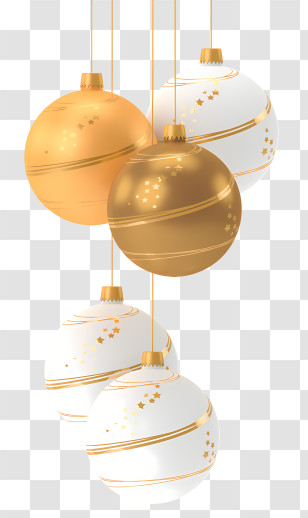 Christmas Tree Ornament - Gold And White Christmas Baubles For Holiday Decorations Transparent PNG