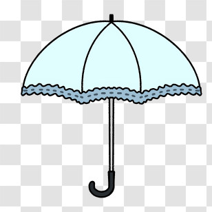 Cartoon - Blue Umbrella With Lace Trim Transparent PNG