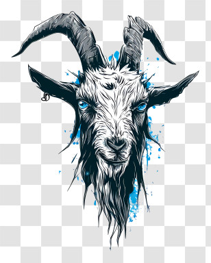 Goat Logo - Black Goat With Horns Transparent PNG