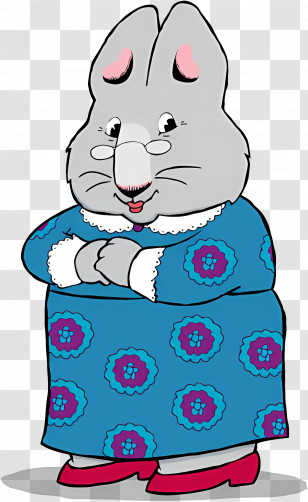 Max Ruby - Grandma Bunny In Blue Dress Transparent PNG
