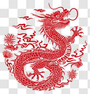 Food - Red Chinese Dragon Illustration Transparent PNG