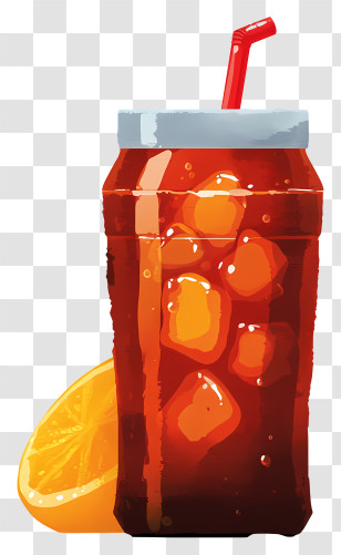 Soft Drink - Iced Tea In Jar With Orange Slice Transparent PNG