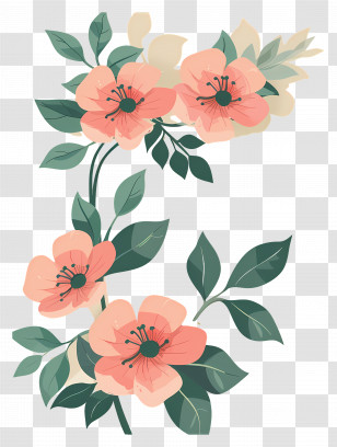 Pink Flowers - Decorative Arrangement Of Peach-Colored Flowers Transparent PNG