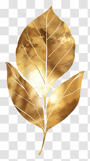 Gold Leaf - Golden Metallic Leaf Illustration Transparent PNG