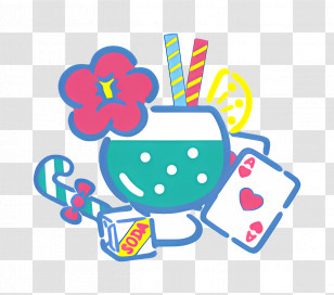 Fresh Punch - Colorful Drink With Flower And Cards Transparent PNG