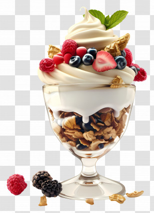 Yogurt Parfait - Yogurt Parfait With Berries And Granola Transparent PNG