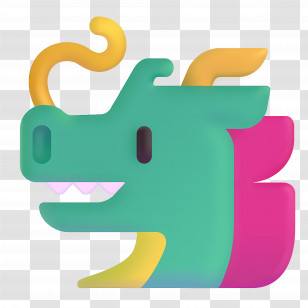 Dragon Face Emoji - Colorful Dragon Head Transparent PNG
