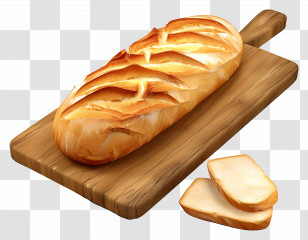 Ciabatta Bread - Loaf Of Bread With Slices On Cutting Board Transparent PNG