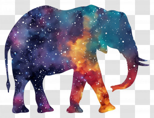 Elephant Silhouette - Galaxy Elephant Silhouette Transparent PNG