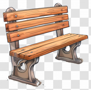 Wooden Bench - Sturdy Wooden Bench In The Park Transparent PNG