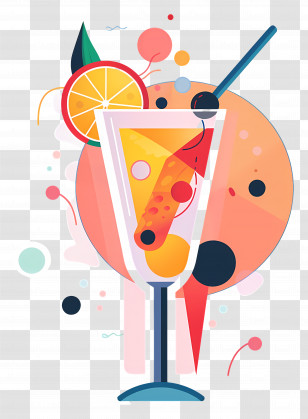 Cocktail - Colorful Cocktail Glass Illustration Transparent PNG