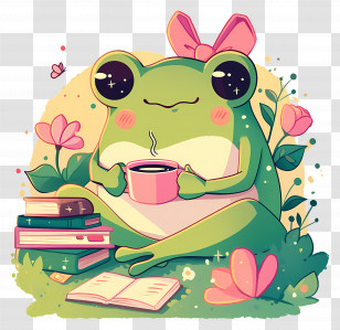 Cute Frog - Cute Frog Cartoon Drinking Coffee Transparent PNG