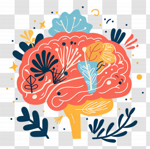 Brain - Creative Brain Illustration With Artistic Elements Transparent PNG