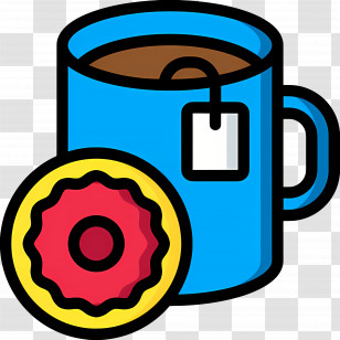 Hot Chocolate And Cookies - Blue Mug With Tea Bag And Cookie Transparent PNG