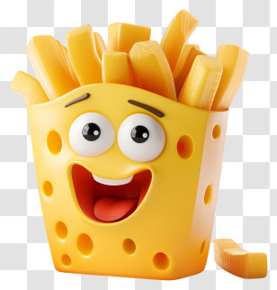 3d Cartoon Food - Smiling Cheese Fries Cartoon Transparent PNG