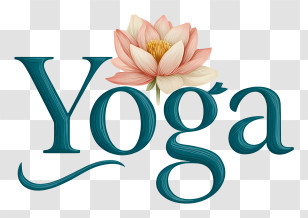 Yoga Logo - Yoga Text With Flower Transparent PNG