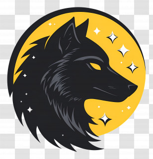 Wolf Logo - Wolf Silhouette Illustration With Starry Background Transparent PNG