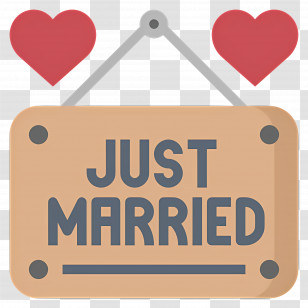 Just Married - Just Married Sign With Hearts Illustration Transparent PNG