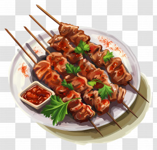Grilled Meat Skewers - Grilled Meat Skewers With Sauce Transparent PNG