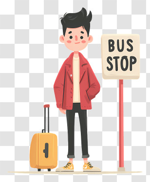 Businessman Waiting Bus - Traveler Waiting At Bus Stop Transparent PNG