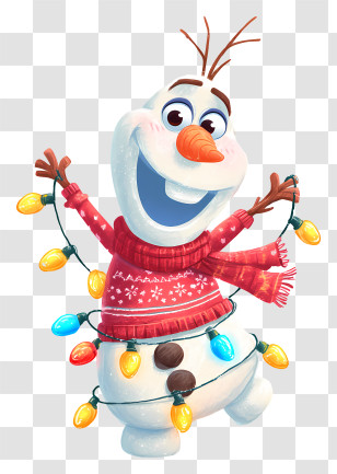 Christmas Olaf - Festive Snowman Wrapped In Lights Transparent PNG