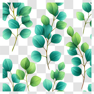 Boho Eucalyptus Leaves - Green Leaves Pattern Transparent PNG