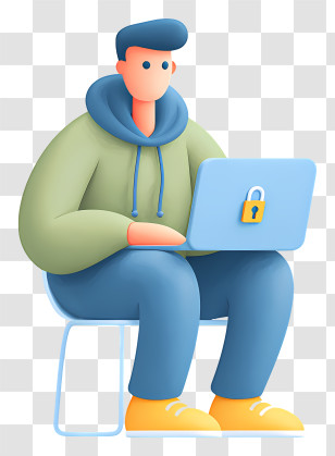 Online Data Security - Secure Laptop User Cartoon Transparent PNG