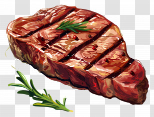Steak - Succulent Grilled Steak With Rosemary Garnish Transparent PNG