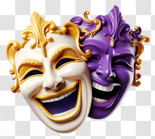 Shrove Tuesday - Colorful Comedy And Tragedy Masks Transparent PNG